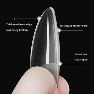 240pcs French Seamless <b>Nail</b> Tips Water Drop Almond Frosted Full Half Cover <b>Extension</b> Tips for <b>Nail</b> Salon - Product Image 2