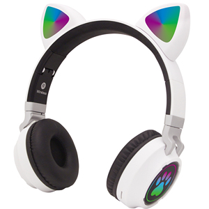 Casque sans fil pour enfants avec oreilles de chat, casque avec lumière LED clignotante, écouteurs avec prise audio 3,5 mm filaire pour garçons, filles et adultes - Product Image 1