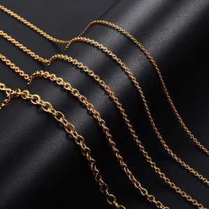 Collier classique en acier inoxydable plaqué or, chaîne à maillons Rolo, collier minimaliste pour homme et femme, bijoux en métal, cadeau - Product Image 1