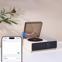 Klassischer Plattenspieler-Stil BT 5.3 Kabelloser Lautsprecher mit Wecker Weißes Rauschen TF-Karte USB-Anschluss für Desktop-Dekoration