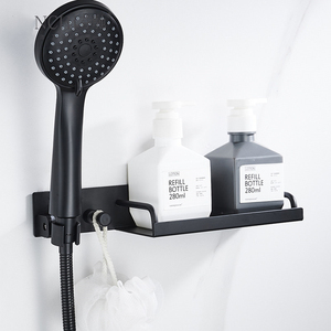 Soporte de esquina <span class=keywords><strong>para</strong></span> cabezal de <span class=keywords><strong>ducha</strong></span> de aluminio espacial negro mate, organizador de pared adhesivo <span class=keywords><strong>sin</strong></span> <span class=keywords><strong>taladro</strong></span>, <span class=keywords><strong>para</strong></span> pulverizador de bidé y jabón, <span class=keywords><strong>para</strong></span> uso hotelero - Product Image 2