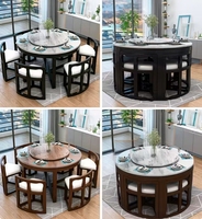 Ensemble de table à manger en marbre, table ronde multifonctionnelle en bois massif pour maison de petite taille