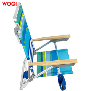 Silla de playa plegable para exteriores Woqi, ligera, de aluminio, portátil, para acampar, con brazos de madera y portavasos. - Product Image 3