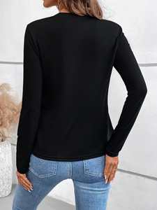 T-shirt a maniche lunghe con colori Slim personalizzati di alta qualità da donna Vintage personalizzato <span class=keywords><strong>top</strong></span> con <span class=keywords><strong>paillettes</strong></span> colorate a manica lunga - Product Image 2