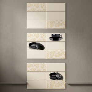 กระเบื้องบุผนังเซรามิกพิมพ์ลายดิจิตอลสีครีม ขนาด 300x450 มม. ผิวมันเงา สำหรับตกแต่งภายในห้องครัว ห้องน้ำ และโถงทางเดิน - Product Image 1