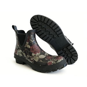 <span class=keywords><strong>Botas</strong></span> <span class=keywords><strong>de</strong></span> Lluvia Cortas <span class=keywords><strong>para</strong></span> <span class=keywords><strong>Mujer</strong></span> con Estampado Floral, Diseño Vintage <span class=keywords><strong>de</strong></span> Rosas, Impermeables, <span class=keywords><strong>de</strong></span> Goma, Tipo Chelsea, con Suela Antideslizante - Product Image 2