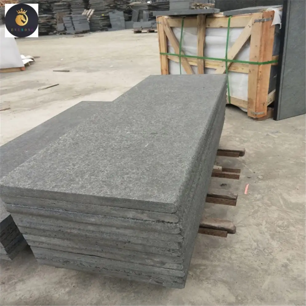 Đen g684 basalt bước lát đá flamed bullnose cạnh