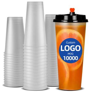 Gobelet à bulles personnalisé, gobelet en plastique PP rigide givré jetable, pour thé au lait, limonade, bubble tea et autres boissons - Product Image 1