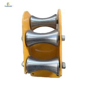Guide-câble YILI à triple rouleau, cadre en acier <span class=keywords><strong>jaune</strong></span>, poulie concave empilée, entrée de câble, protection de conduit souterrain pour tirage - Product Image 5