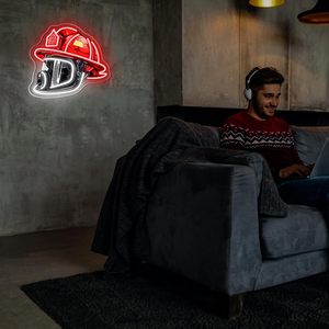 Casque de lutte contre l'incendie alimenté par USB LED Neon Lights <span class=keywords><strong>Pop</strong></span> Art Décoration murale intérieure avec forme d'amour - Product Image 4