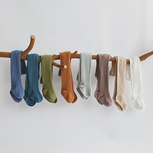 LRTOU New Arrival Cotton Plain Baby Strumpfhosen Strumpfhosen Großhandel 13 Farben hoch gerippt einfarbig Kinder Strumpfhosen - Product Image 3