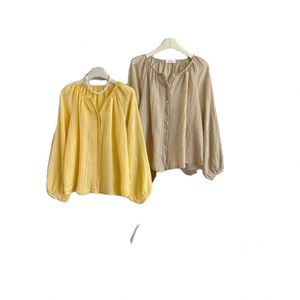 T-shirt pour femme à manches ballon en coton et lin, protection solaire, coupe ample, longueur longue, motif uni, décontracté - Product Image 1