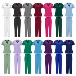Women <b>Scrub</b> Set Knitted Split Uniform Moisture Wicking For Hospital Uniforms - Product Image 1