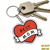 Porte-clés en forme de cœur style tatouage « Meilleure maman », cœur rouge avec bannière blanche, parfait pour les mamans, les épouses et les grand-mères