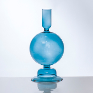 Minimalist Blue Glass <strong>Candle</strong> <strong>Holder</strong> For Wedding Party Home Decor - Product Image 2