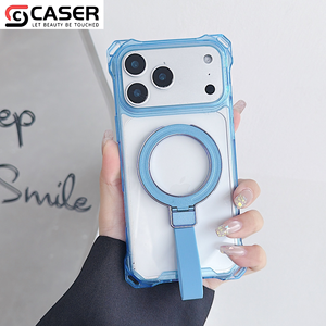 투명 네 모서리 충격 방지 자석 360도 회전 스탠드 & 스트라이프 하드 백 TPU 테두리 폰케이스 아이폰 17 16 15용 - Product Image 4