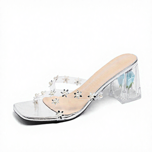 Scarpe da Donna Principessa Moda Festa Prom Ciabatte con Tacco Alto Decorate con Strass e Fiori Rosa Personalizzabili Vendita all'Ingrosso Primavera Autunno - Product Image 1