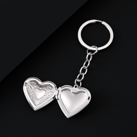 Ywyougang Porte-clés double cœur ouvrable, boîte photo, pendentif, porte-clés en métal, breloque de sac, cadeau