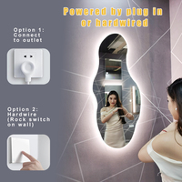 Miroir LED demi-lune irrégulier personnalisé Highzway Factory, miroir de salle de bain éclairé par LED, miroir de salle de bain avec capteur tactile, miroir rétroéclairé