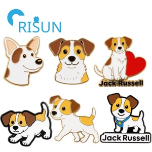 Alfileres de solapa de esmalte duro para cachorros al por mayor, insignias para amantes de los perros, broche de alfiler de peltre, insignia de alfiler de esmalte de perro <span class=keywords><strong>Jack</strong></span> <span class=keywords><strong>Russell</strong></span> Terrier personalizada - Product Image 1