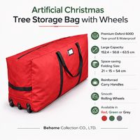 Sac de rangement pour sapin de Noël Behome Collection, matériau Oxford imperméable, 35L + housse, protection pour sapin artificiel, roues, FSC BSCI