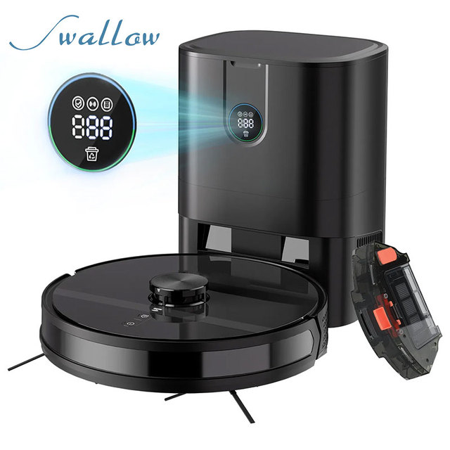 LCD 3000pa Laser Navigation Driver Lobby Pull Floor Empty Garbage Automatic Robot Smart Vacuum Cleaner