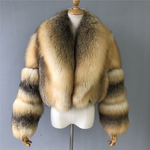 Veste en fourrure de <span class=keywords><strong>renard</strong></span> moelleuse de luxe, design OEM en gros, grand col en fourrure, véritable fourrure de <span class=keywords><strong>renard</strong></span>, manteau pour femmes - Product Image 4