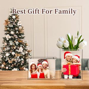 Hiện đại 5x7 hình ảnh từ khung rõ ràng Acrylic cuốn sách Vase với hoa 2-in-1 bình phẳng cho trang trí nội thất bảng kệ trưng bày - Product Image 6