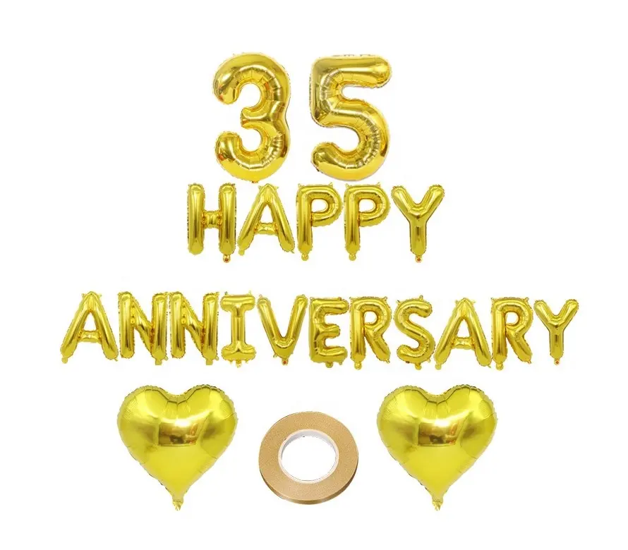16 Inch Gold 5th 25th 35th 40th 60th Happy Anniversary Balloons Anniversary Party Decorations