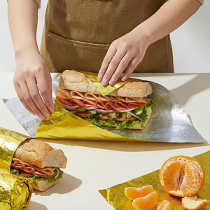 <span class=keywords><strong>Carta</strong></span> da Imballaggio in Alluminio Laminato Personalizzabile, Impermeabile e Anti-Grasso, <span class=keywords><strong>per</strong></span> Alimenti, Ideale <span class=keywords><strong>per</strong></span> Hamburger e Sandwich - Product Image 1