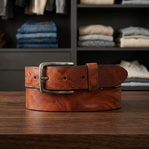 Ceinture en cuir de vache véritable polonais pour homme, style vintage, avec logo personnalisé, qualité supérieure, fabrication artisanale, boucle en acier inoxydable imperméable de luxe - Product Image 1
