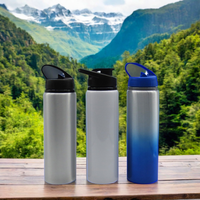 Bouteille d'eau sport en aluminium à large ouverture de 500/750 ml avec couvercle, personnalisable par sublimation, pour adultes et fitness – Vente en gros