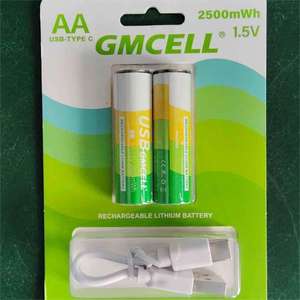 เทรนด์ใหม่ปี 2024 แบตเตอรี่ลิเธียมไอออนแบบชาร์จได้ 1.5V 2500mWh 1650mah ชนิด Type-C  แบตเตอรี่ AA แบบชาร์จได้ผ่าน Micro USB - Product Image 4
