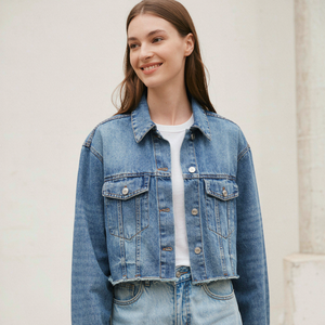 Chaqueta vaquera corta personalizada LEDUO para mujer, ropa de calle, chaquetas vaqueras para mujer, chaquetas de moda casual. - Product Image 3