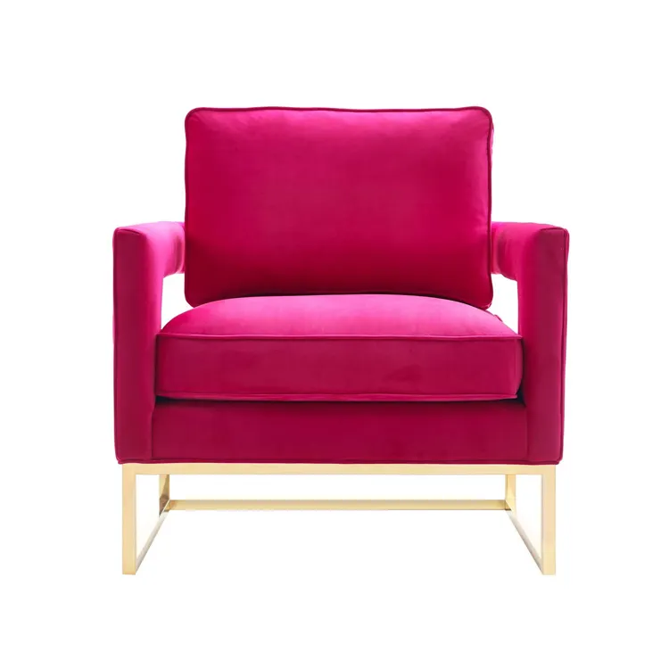 आधुनिक क्लासिक डिजाइन गुलाबी मखमल लहजे कुर्सी फर्नीचर नीले आधुनिक सामयिक मखमल हाथ कुर्सी