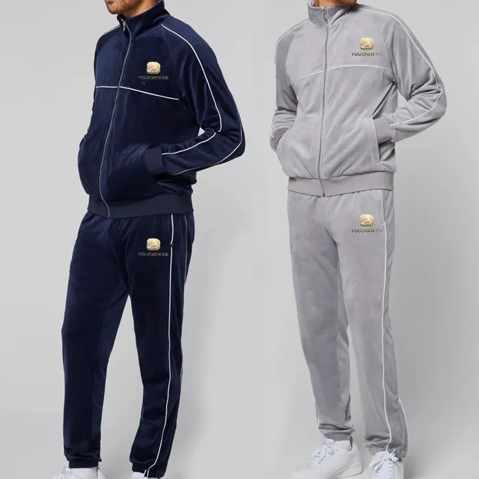 2024 Mới Đến Người Đàn Ông Của Chất Lượng Cao Nhung Phù Hợp Với Cho Nam Giới Tracksuit Thời Trang Tùy Chỉnh Chạy Bộ Mỏng Phù Hợp Với Nam Giới Nhung Tracksuit Bộ