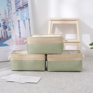 Panier de rangement en tissu Paniers en tissu Paniers de pépinière Petits bacs de rangement pour bébé avec poignées en corde Boîte de rangement en tissu pliable - Product Image 4