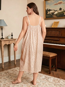 Camisón Modesto para Mujeres Musulmanas de Talla Grande, Viscosa y Algodón Transpirable de Secado Rápido, Cierre con Cordón, Tela de Encaje - Product Image 5