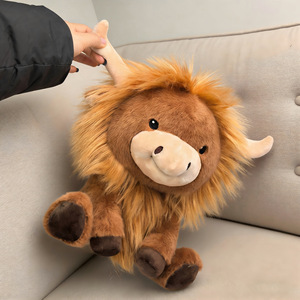 Novedad transfronteriza: Peluche DIY de vaca de las Tierras Altas sonriente y melancólica, de pelo largo y esponjoso, de poliéster y algodón PP - Product Image 3