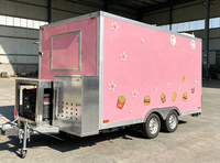 Remorque alimentaire à 4 roues certifiée CE DOT avec double essieu tandem, support de gaz, hotte d'évacuation, système anti-incendie, boîtes carrées, capacité de 100 ensembles, personnalisable