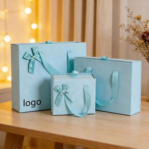 Factory Direct Customizable Light Blue Drawer <b>Gift</b> <b>Box</b> With Ribbon Elegant Ideal for Cosmetic & <b>Gift</b> Packaging - Product Image 2