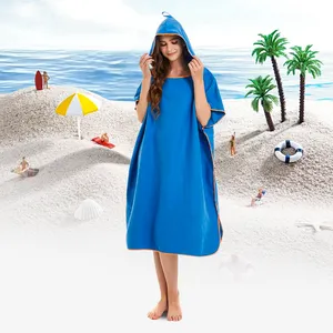 Op Maat Gemaakte Afdrukken Veranderende Surf Poncho Swim Robe Snelle Droge Microfiber Hooded Strandlaken Voor Zwembadzwemmen En Strandsurfen