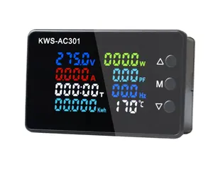 AC 50-300V 0-100A Digital LED Voltmeter Ampermeter Wattmeter Voltage Power Factor Energy Temperature Electricity Meter KWS-AC301