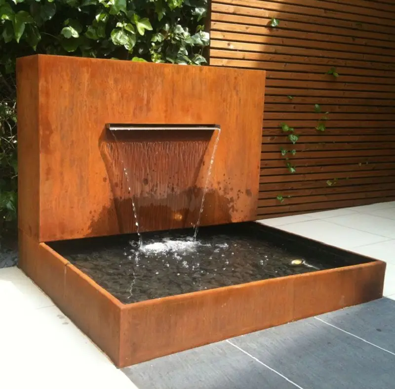 Nueva tendencia oriental de acero corten estanque al aire libre pared de la fuente cascada para jardín
