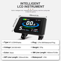 Afficheur couleur KT LCD8H pour vélo électrique 24V 36V 48V, prise SM WP 5 broches, compteur de vitesse USB pour kit de vélo électrique avec contrôleur KT