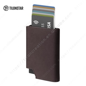 TILONSTAR TVC503 Minimalista Pop Up Wallet Crédito RFID Bloqueo de cuero Tarjeteros para hombres Regalos - Product Image 1