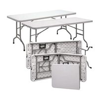 Tragbarer Klappbarer Plastik-Esstisch mit Robusten Metallbeinen für Outdoor-Picknick, Camping, Hochzeit, Bankett und Markt