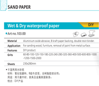 Papier abrasif imperméable humide et sec