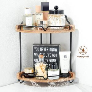 Étagères d'angle d'armoire Étagère d'angle de comptoir de cuisine à 2 niveaux <span class=keywords><strong>Petite</strong></span> étagère d'organisation de comptoir en bois Étagère à épices et étagère de rangement - Product Image 3