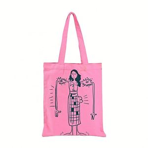 High Quality Custom Logo Canvas With Long Handle Dot Pattern <b>Tote</b> Shopper <b>Bag</b> Promotional and <b>Cheap</b> - Product Image 1